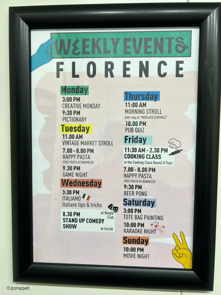 イエロー・スクエア・フローレンスのイベント表